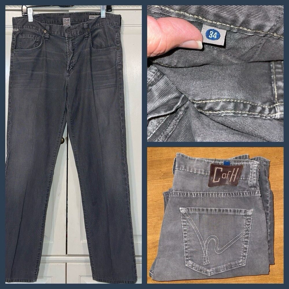 Citizens of Humanity‎ Jeans Men 34 Gray Marble Micro Whale Corduroy Distressed